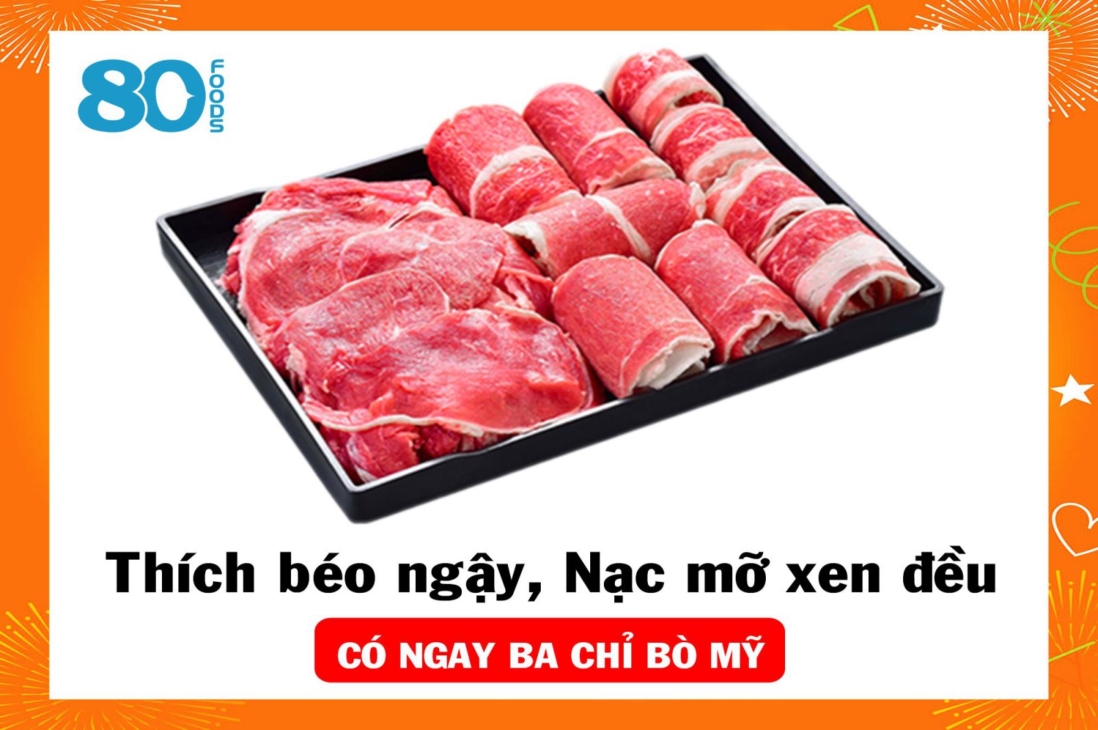 Ba chỉ bò Mỹ nạc mỡ xen đều